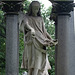 Detail of a Grave Monument with a Sculpture of a Girl with Flowers in Woodlawn Cemetery, August 2008