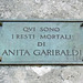 Detail of the Tombstone on the Anita Garibaldi Monument on the Janiculum Hill in Rome, June 2012