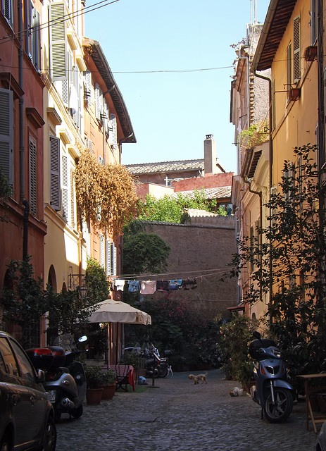 Street with Laundry in Trastevere in Rome, June 2012