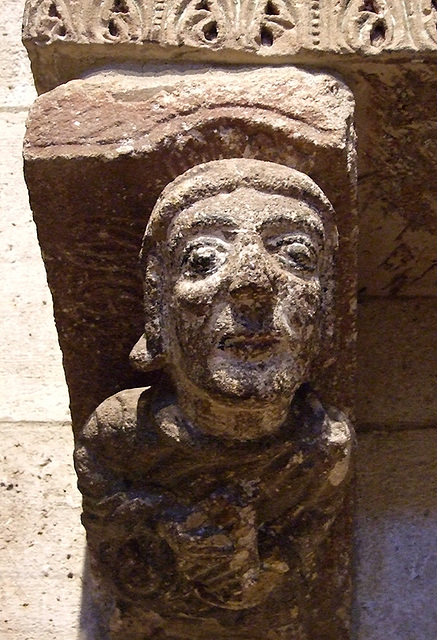 Detail of one of the Head-Shaped Supports of the Lion Relief in the Cloisters, Sept. 2007