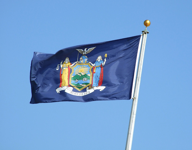 NY State Flag in Jones Beach, July 2010