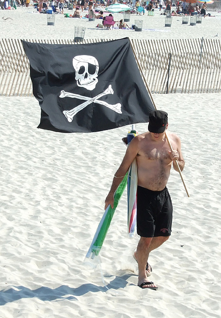 Man with a Pirate Flag in Jones Beach, July 2010