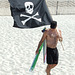 Man with a Pirate Flag in Jones Beach, July 2010