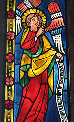 Gabriel Stained Glass Panel in the Cloisters, Sept. 2007