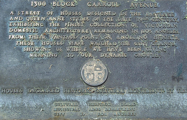 Bronze Plaque Commemorating the Victorian Houses in Los Angeles, July 2008