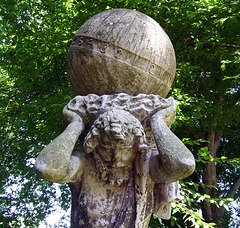 Detail of a Statue of Atlas (?) in Old Westbury Gardens, May 2009