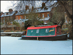snow on the frozen canal