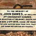 Memorial to Private John Dawes, Christ Church, Lea, Derbyshire