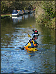 paddling up the canal