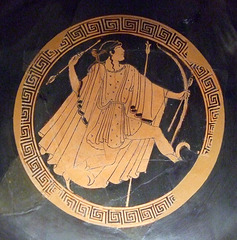 Detail of a Kylix with Apollo by the Brygos Painter in the Boston Museum of Fine Arts, June 2010