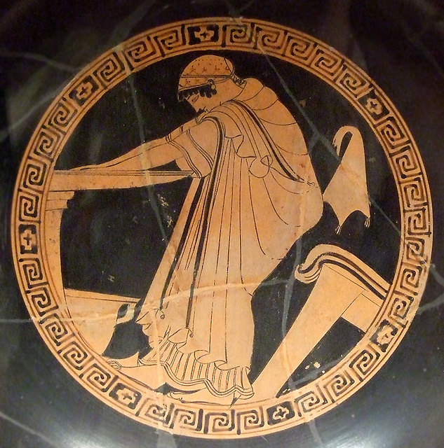 Detail of a Kylix by Douris with a Woman Washing her Hands in the Boston Museum of Fine Arts, June 2010