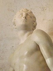 Detail of a Seated Statue of a Man with a Portrait Head of Augustus in the Capitoline Museum, July 2012
