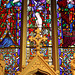 Altar decoration and stained glass window in St Peter and St Paul Church, Lavenham, Suffolk, England