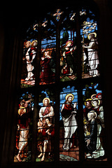 Stained glass window in St Peter and St Paul Church, Lavenham, Suffolk, England