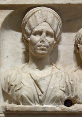 Detail of a Funerary Relief of a Mother and Son in the Museum of Fine Arts, October 2009