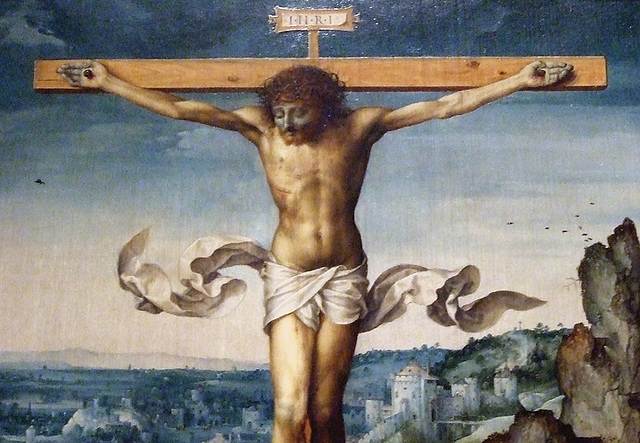 Detail of The Crucifixion by Joos van Cleve in the Boston Museum of Fine Arts, June 2010