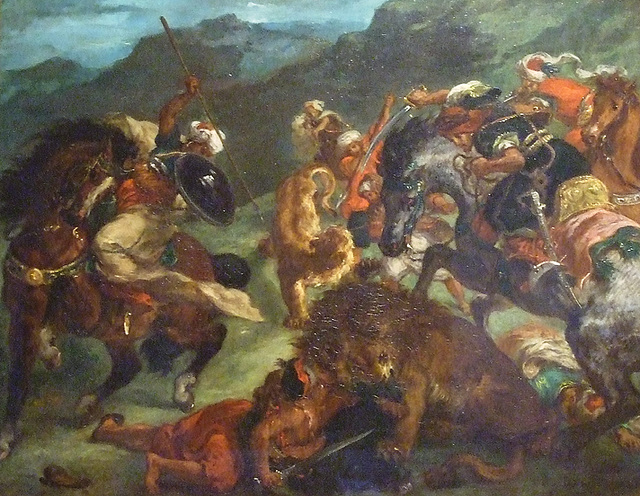 Detail of Lion Hunt by Delacroix in the Boston Museum of Fine Arts, June 2010