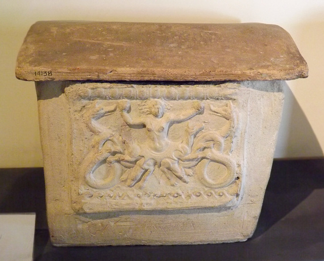 Etruscan Terracotta Cinerary Urn with Scylla in the Vatican Museum, July 2012
