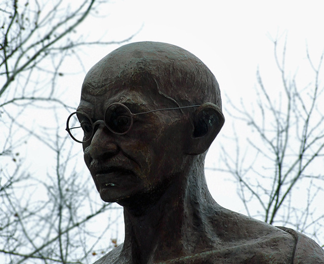 Detail of a Statue of Gandhi in Washington DC, January 2011