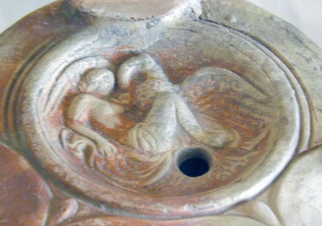 Detail of a Double-Spouted Oil Lamp with Leda and the Swan in the Vatican Museum, July 2012