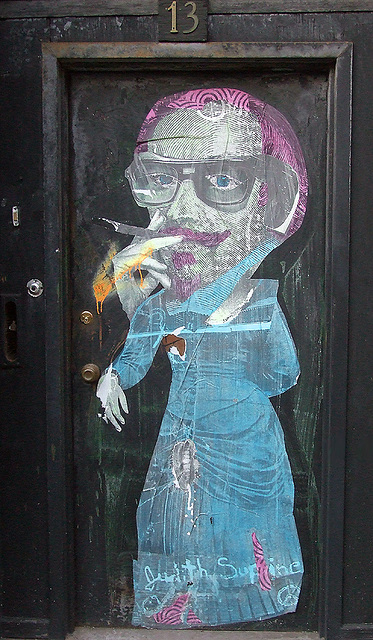 Strange Decoration on a Door in DUMBO, Brooklyn, May 2008