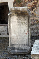 Sculpture Base with an Inscription in the Forum of Trajan in Rome, July 2012