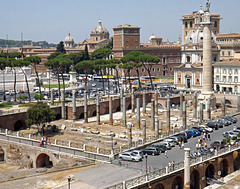 The Basilica Ulpia and Column of Trajan from the Markets of Trajan, July 2012