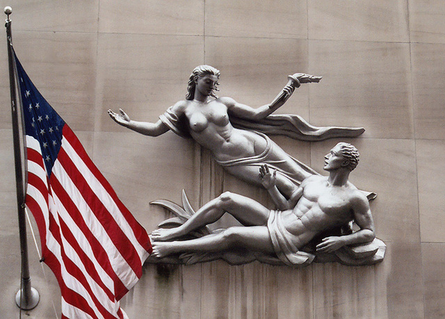 Sculpture and Flag Above the Carlyle Galleries on Madison Avenue, Nov. 2006