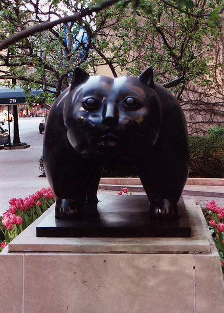 Cat Sculpture by Fernando Botero on E. 79th Street, April 2007