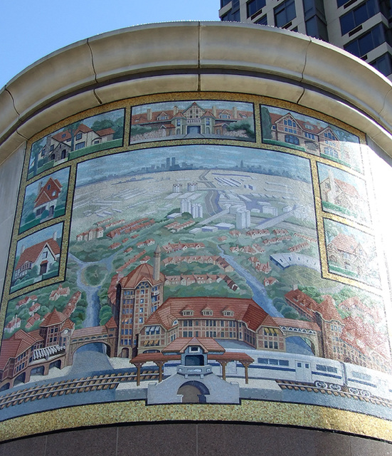 Detail of the Mosaic of Forest Hills on Commerce Bank on Queens Blvd., March 2008