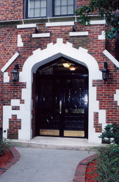Door of a Tudor-Style Apartment Building on Burns St. in Forest Hills, Aug. 2006