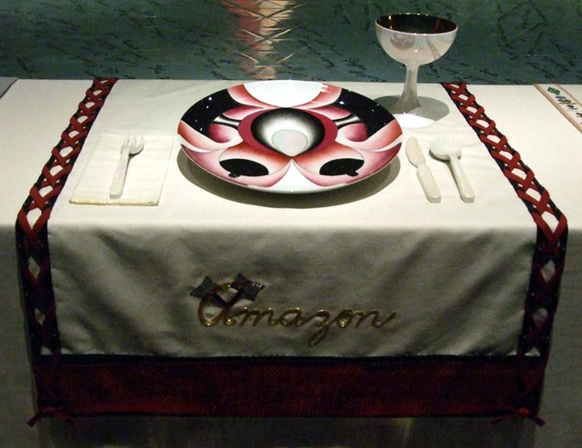 Setting for an Amazon in the Dinner Party by Judy Chicago in the Brooklyn Museum, August 2007
