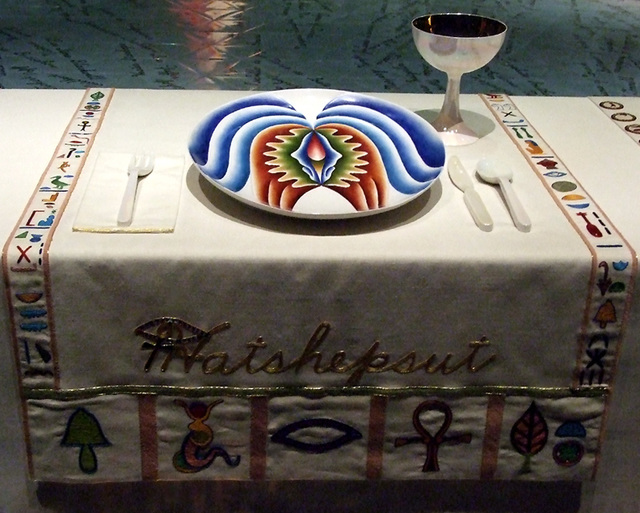 Setting for Hatshepsut in the Dinner Party by Judy Chicago in the Brooklyn Museum, August 2007