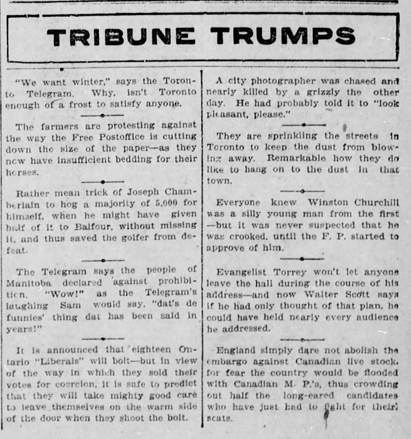Tribune Trumps (incl the grizzly incident)