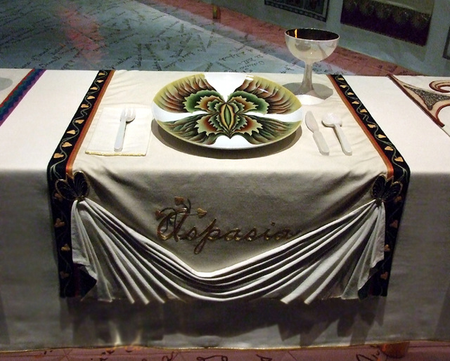 Setting for Aspasia in the Dinner Party by Judy Chicago in the Brooklyn Museum, August 2007