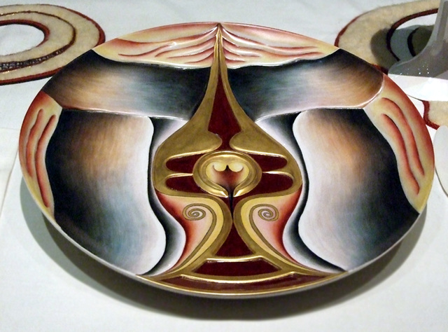 Detail of the Plate for Boadicea in the Dinner Party by Judy Chicago in the Brooklyn Museum, August 2007