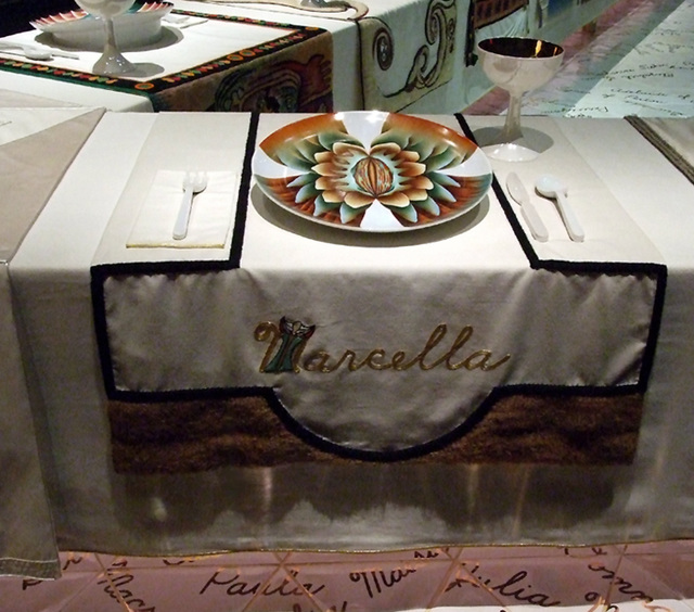 Setting for Marcella in the Dinner Party by Judy Chicago in the Brooklyn Museum, August 2007