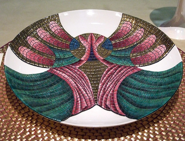Detail of the Plate for Theodora in the Dinner Party by Judy Chicago in the Brooklyn Museum, August 2007