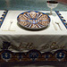 Setting for Isabella d'Este in the Dinner Party by Judy Chicago in the Brooklyn Museum, August 2007
