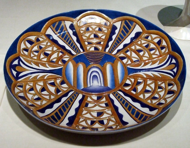 Detail of the Plate for Isabella d'Este in the Dinner Party by Judy Chicago in the Brooklyn Museum, August 2007