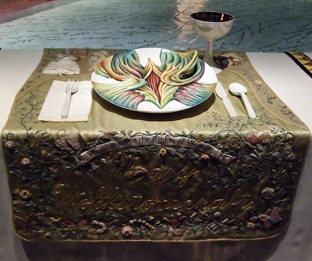 Setting for Mary Wollenstonecraft in the Dinner Party by Judy Chicago in the Brooklyn Museum, August 2007