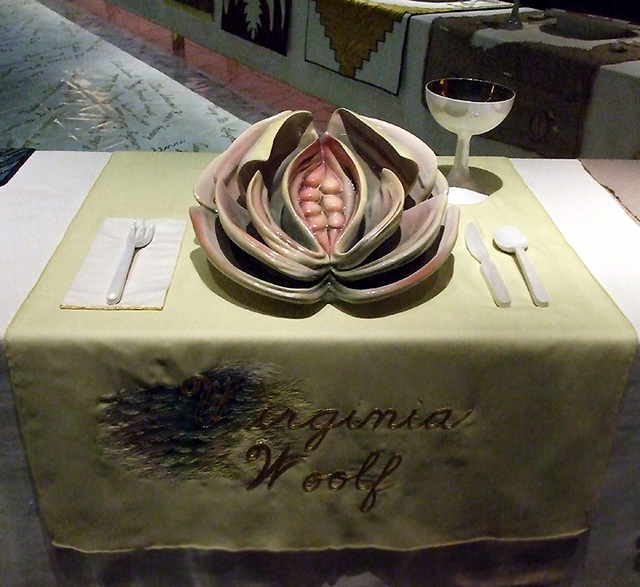 Setting for Virginia Woolf in the Dinner Party by Judy Chicago in the Brooklyn Museum, August 2007