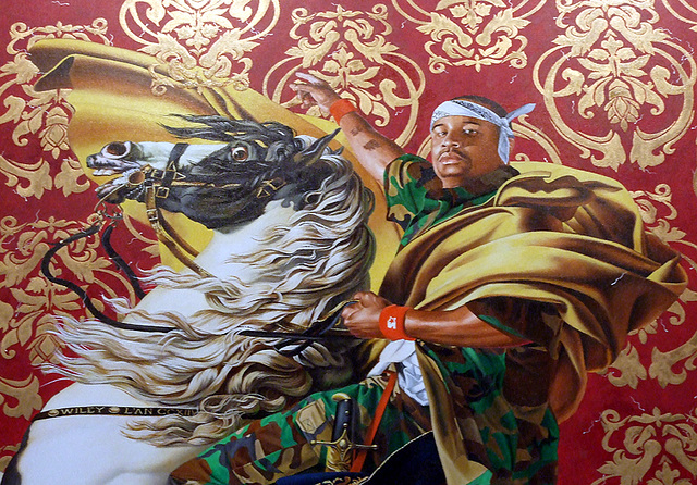 Detail of Napoleon Leading the Army Over the Alps by Kehinde Wiley in the Brooklyn Museum, August 2007