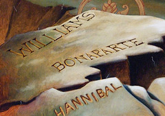 Detail of the Inscriptions on the Rocks in Napoleon Leading the Army Over the Alps by Kehinde Wiley in the Brooklyn Museum, August 2007