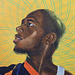 Detail of Passing/ Posing (Female Prophet Anne...) by Kehinde Wiley in the Brooklyn Museum, March 2010
