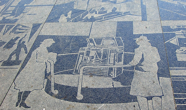 Etched Granite Pavement by Matt Mullican near the Unisphere in Flushing Meadows-Corona Park. September 2007
