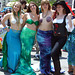 Three Mermaids and a Lady Pirate at the Coney Island Mermaid Parade, June 2010