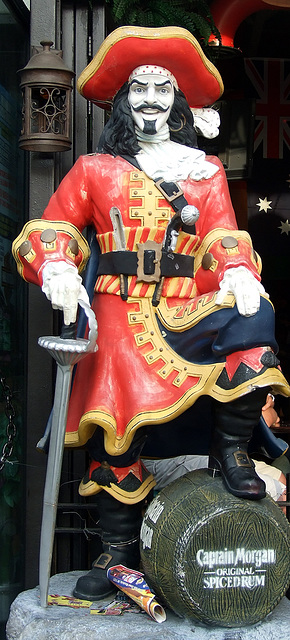 Captain Morgan Statue in front of El Basurero Restaurant  in Astoria, May 2010