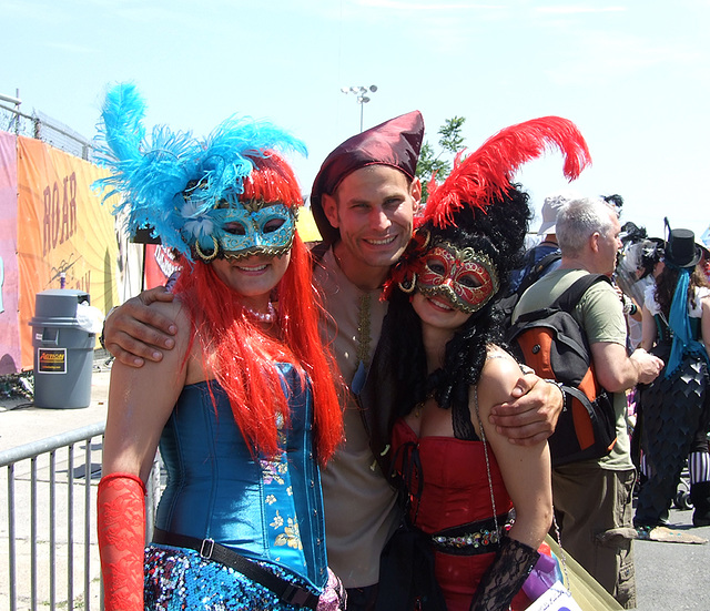Pirate and Two Masked Mermaids at the Coney Island Mermaid Parade, June 2010