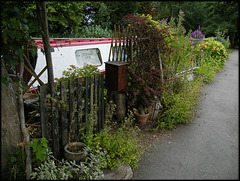 canal boat garden and letter box